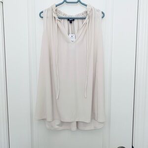 NWT Express Cream Skimming V-Neck Tie Front Tank - Loose Fit